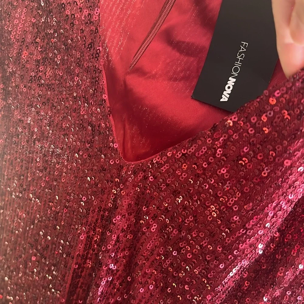 FASHION NOVA Burgundy Sequin Mini Dress - Picture 12 of 17